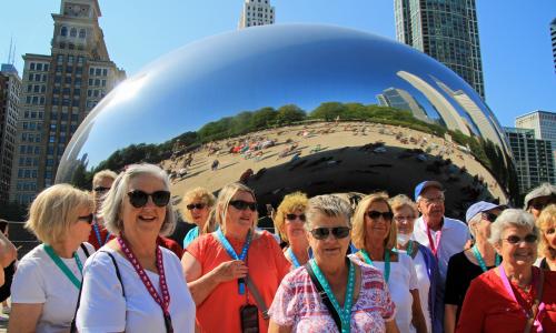 Active Older Adults YMCA program trip to Chicago at the Cloud Gate - "The Bean"