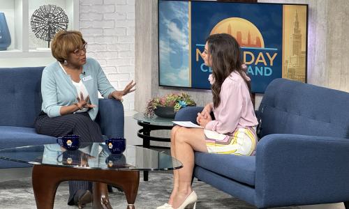 YMCA's Camille Travis on the set of Fox 8's New Day Cleveland