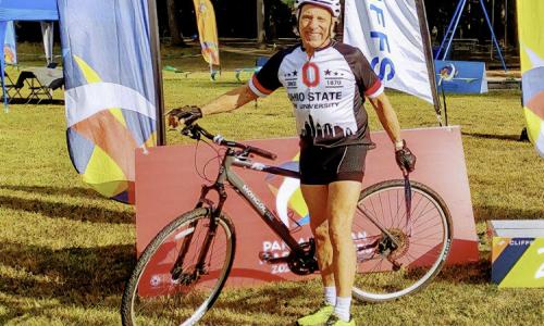 George Zehnder with his bicycle at the 2024 Pan American Masters Games